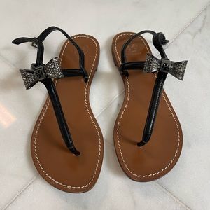 Tory Burch Pave Bow Flat Mestico Sandals Size 8